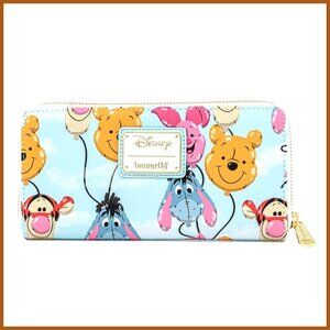 Zip Around Faux Leather Wallet with Disney Winnie the Pooh Balloon Friends